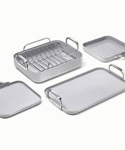 Squareware Set7-Piece Set of Ceramic-Coated Pans With Complimentary Storage
