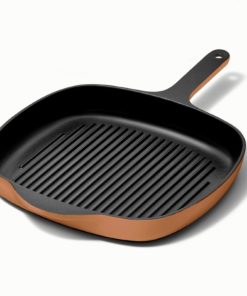 10.5?? Enameled Cast Iron Grill Pan10.5?? Grill Pan with high ridges for perfect sear marks on meats and veggies.