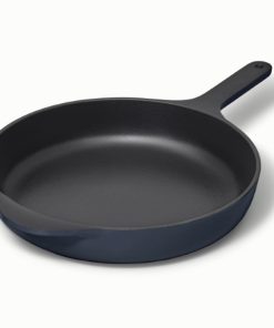 Caraway Home Enameled Cast Iron Skillet Midnight Blue: Electric & Gas Compatible, 10.5" Griddle Pan, Enamel Surface